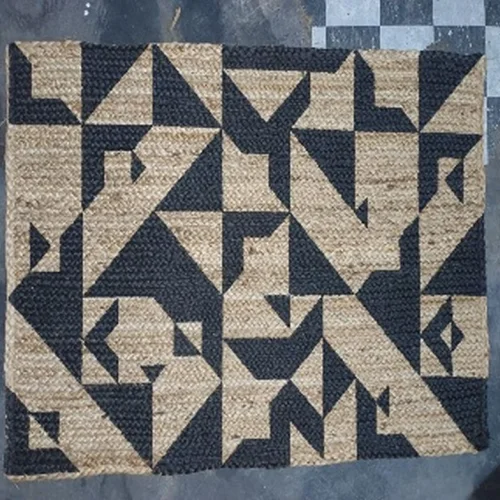 Geometrical Handwoven Jute Rug  
