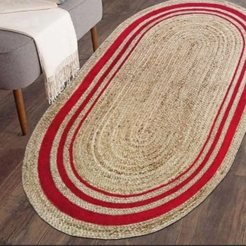 Natural Handcrafted Braided Oval Jute Rug  