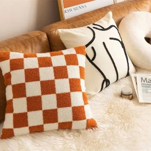 Checkered Throw Pillow Cover  