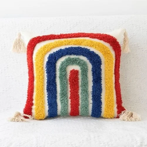 Colorful Cotton Tufted Cushion Cover  