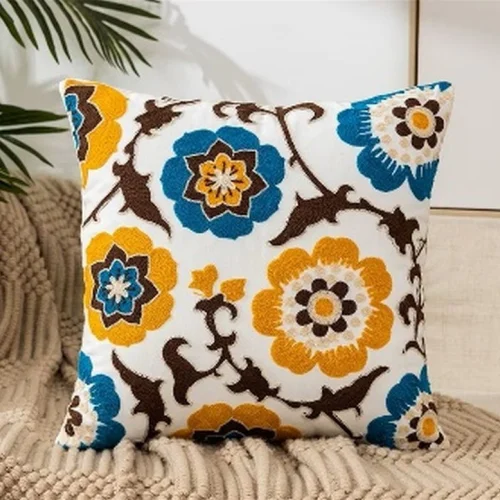 Cotton Tufted Floral Cushion Cover