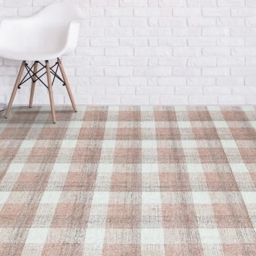 Fuschia Checkered Handmade Tufted Floor Rug  