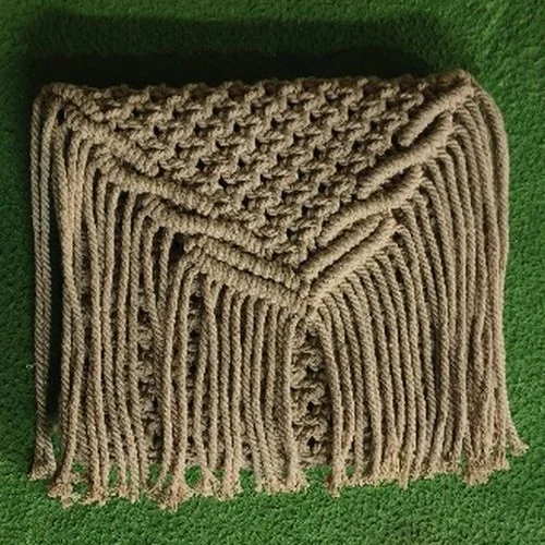 Brown Cotton Macrame Cross Body Bag